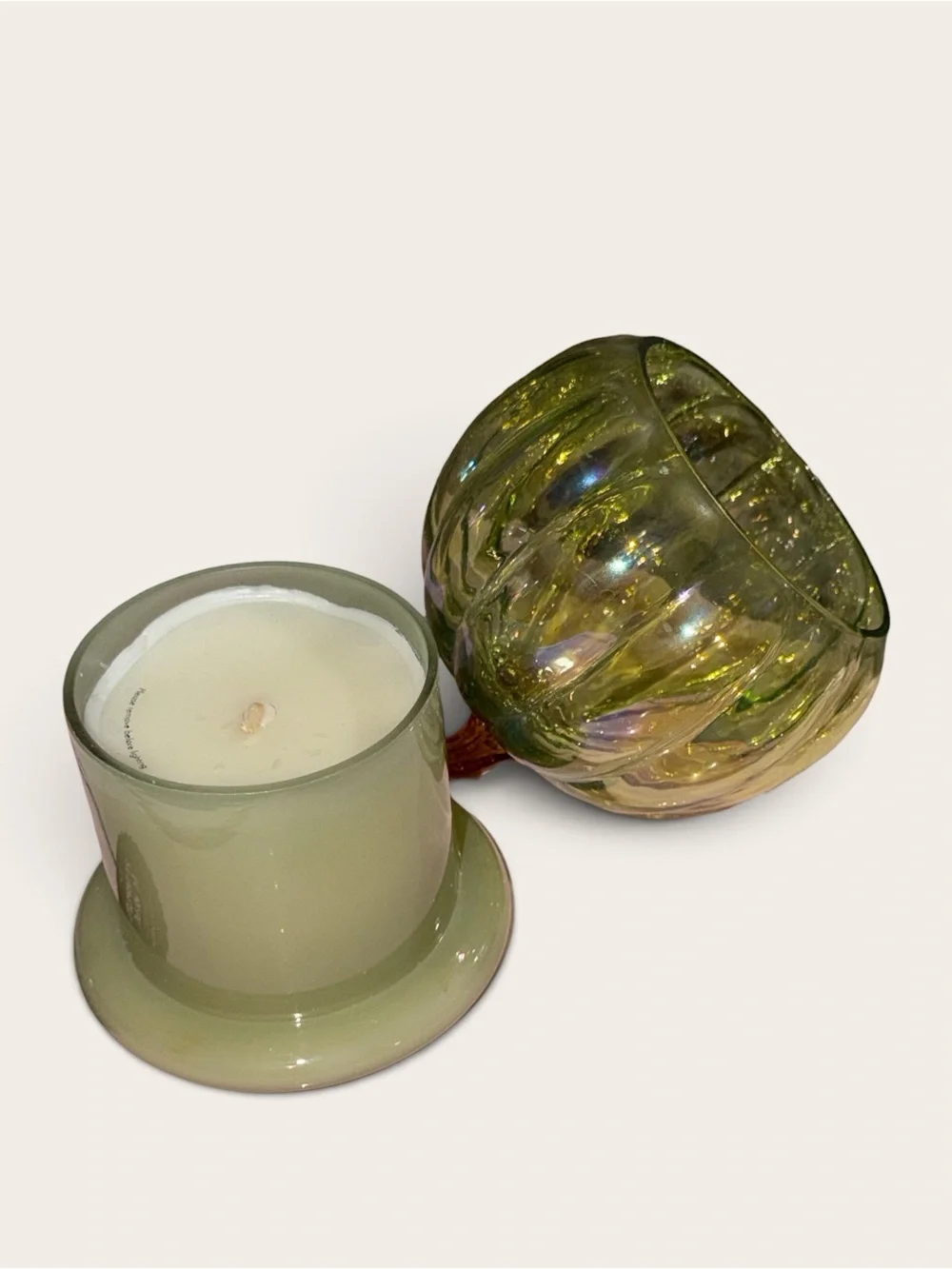 Anthropologie styled  Pumpkin Tabac scented Glass Pumpkin Cloche Candle